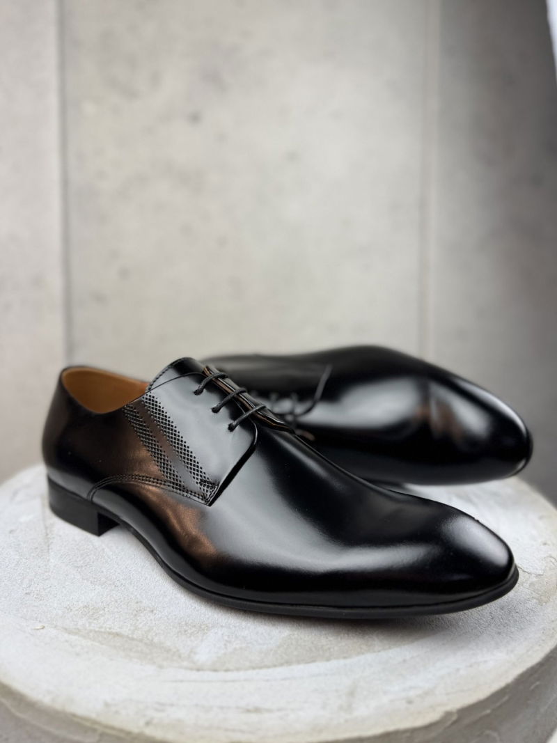 Black Kevin half shoes, Conhpol - Polish production, Derby, Konopka Shoes