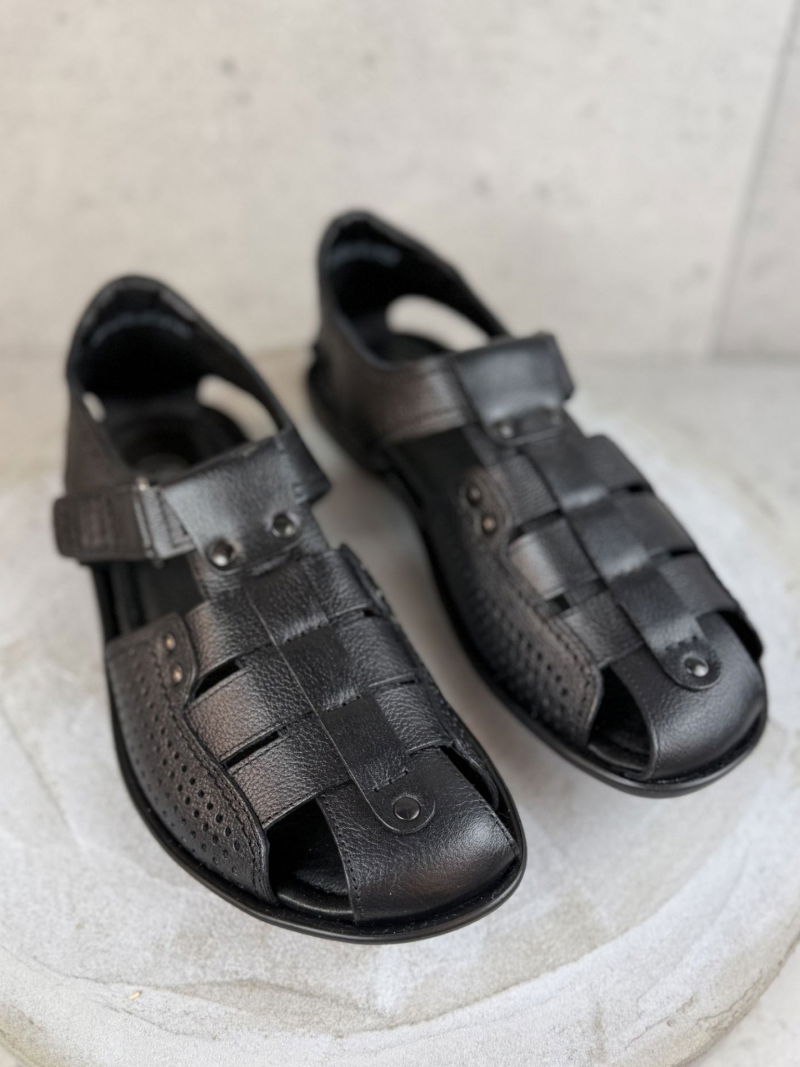 Men's natural leather sandals, men's sandals with covered toes