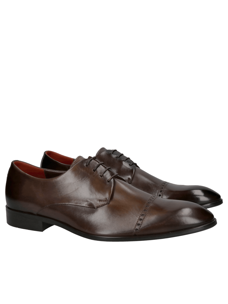 Elegant men's brown suit shoes, Polish leather footwear manufacturer Conhpol, Konopka Shoes