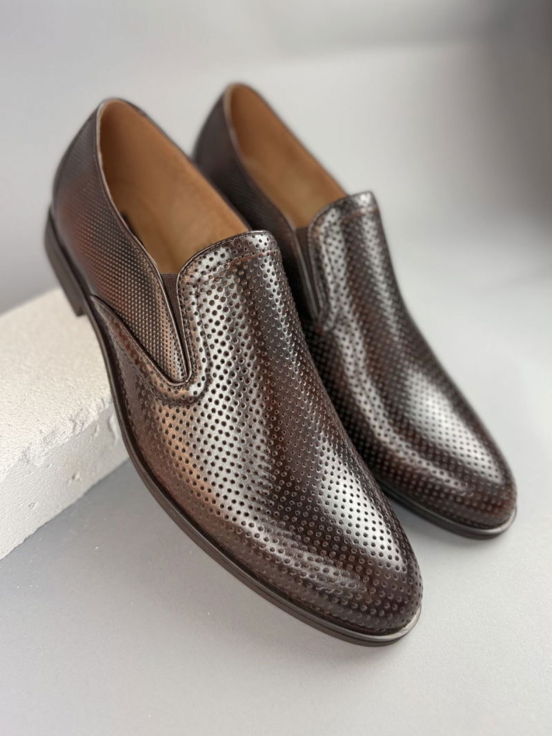 Elegant men's slip-on shoes, men's formal shoes Conhpol, Polish manufacturer of leather shoes, men's summer shoes