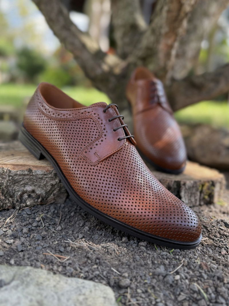 Wide foot shoes, elegant wide foot shoes, men's derby, Polish Conhpol leather shoes, men's summer shoes