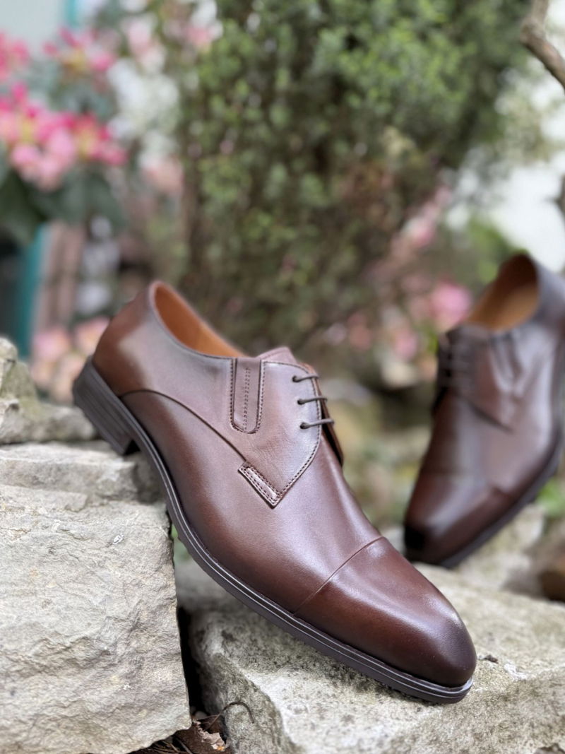 Elegant men's suit shoes brown, super soft Comfort ++ insole, Polish manufacturer of leather shoes Conhpol