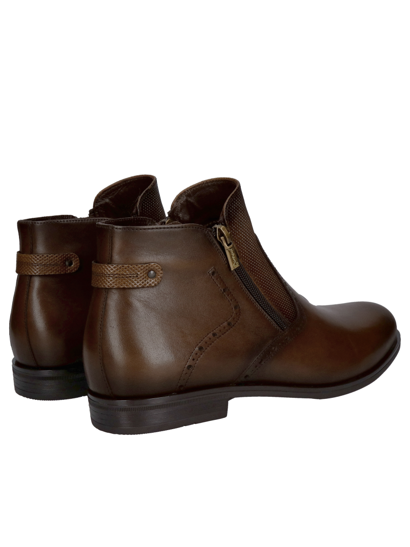 Conhpol men's boots, elegant wide-footed boots, men's winter insulated leather boots, boots with front zipper