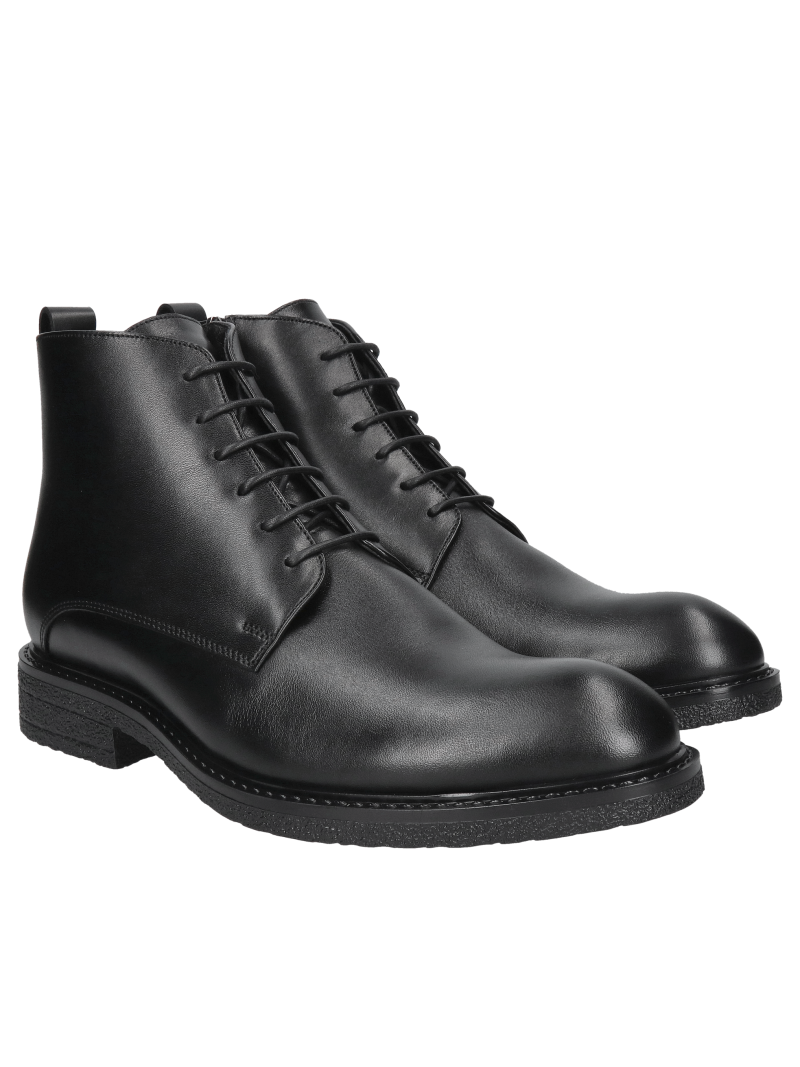 Men's leather boots, men's winter boots black, men's winter boots elegant insulated Conhpol