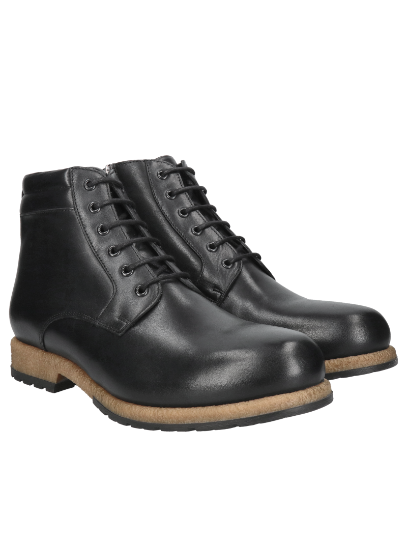 Men's winter boots, men's lace-up boots, boots with natural fur Conhpol, Konopka Shoes