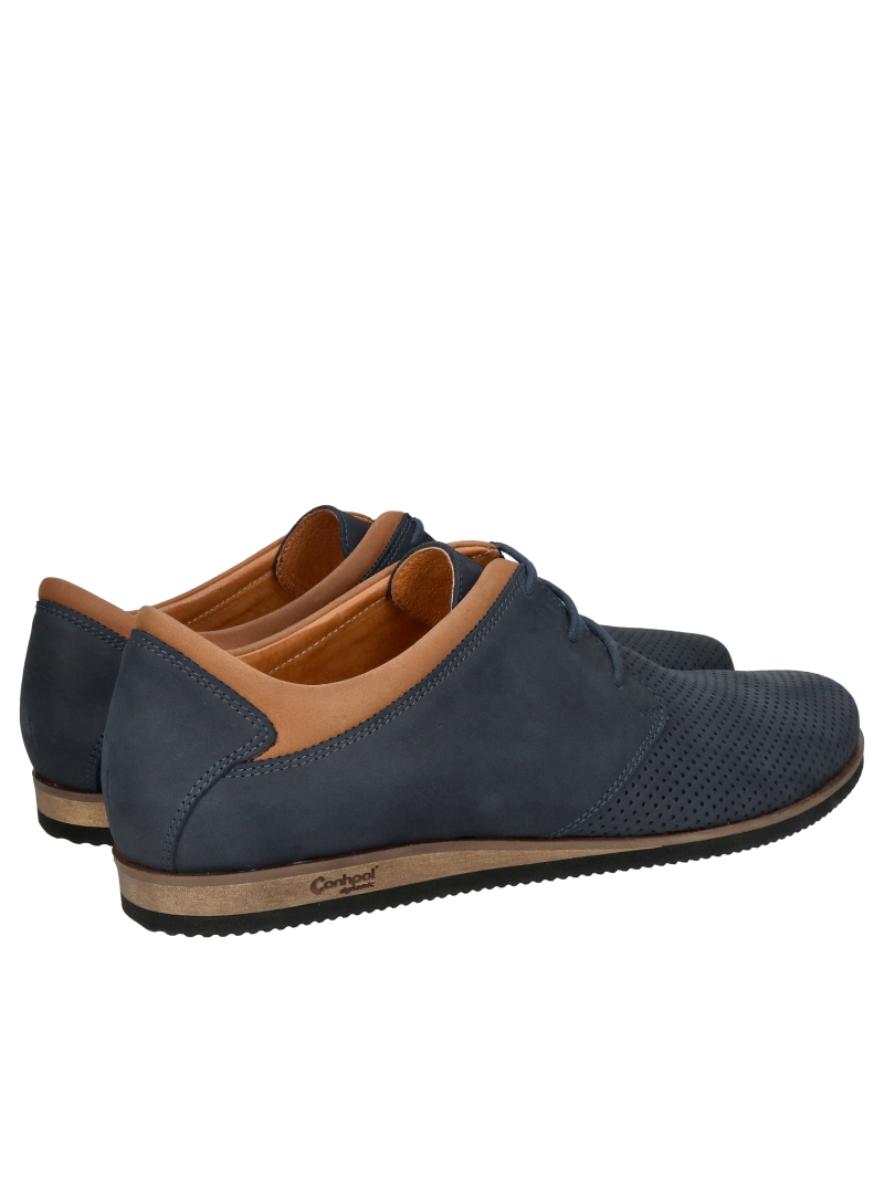 Lightweight and comfortable men's shoes, perforated and breathable, natural leather, Polish production by Conhpol