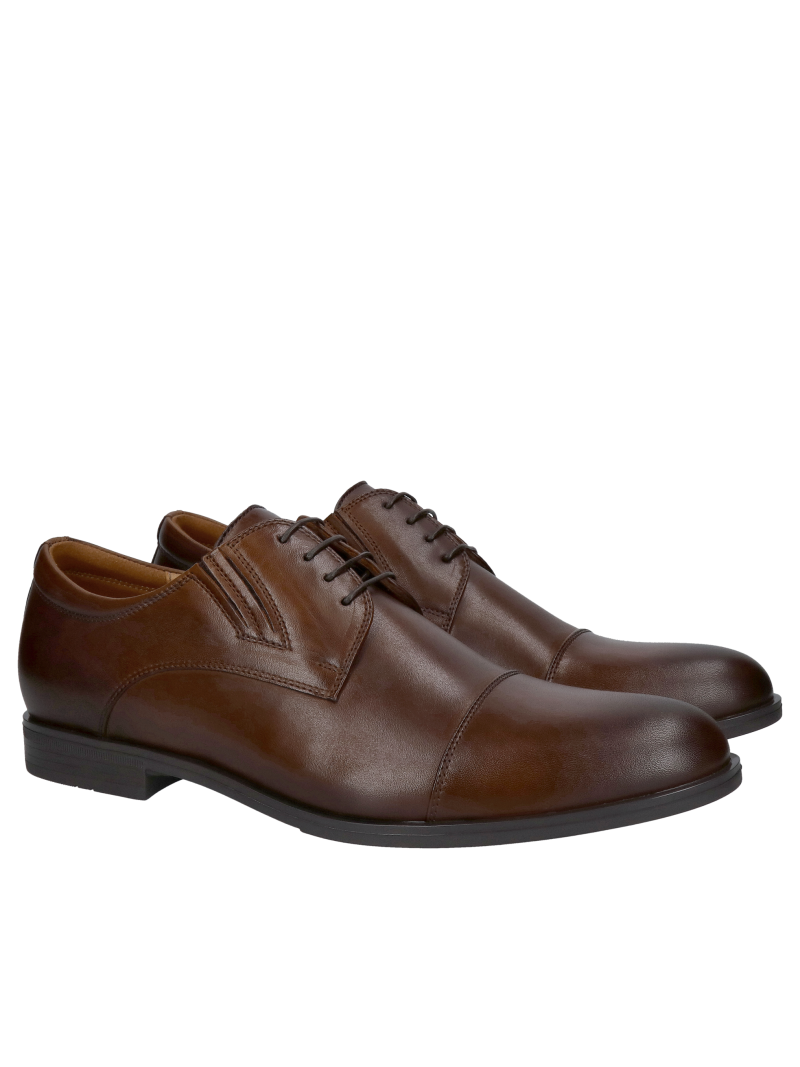 Men's elegant brown leather suit shoes, Polish manufacturer