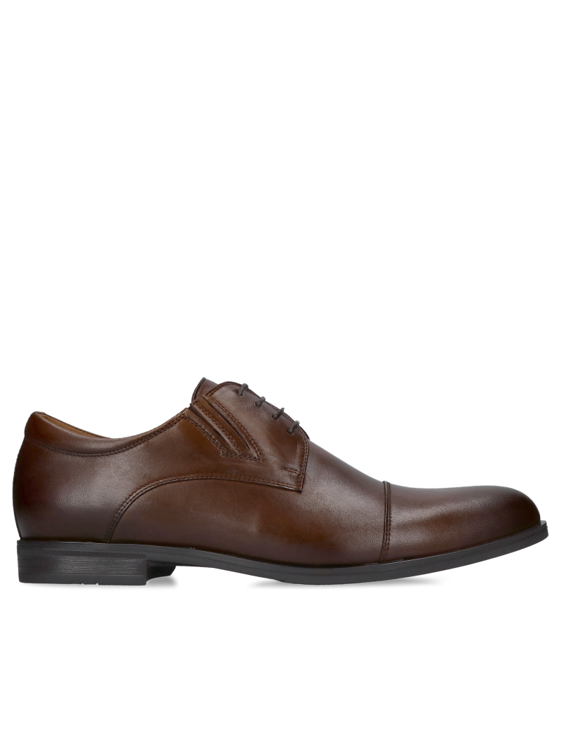 Men's elegant brown leather suit shoes, Polish manufacturer