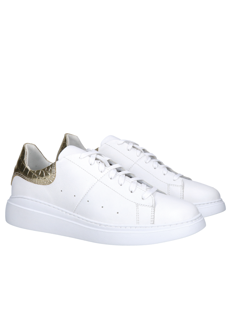 White women's sneakers with a light white sole, comfortable and soft, Konopka Shoes
