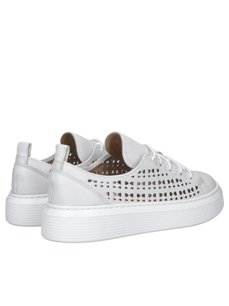 White women's sneakers with thick soles, comfortable with soft insoles, Polish manufacturer TANEX, Konopka Shoes