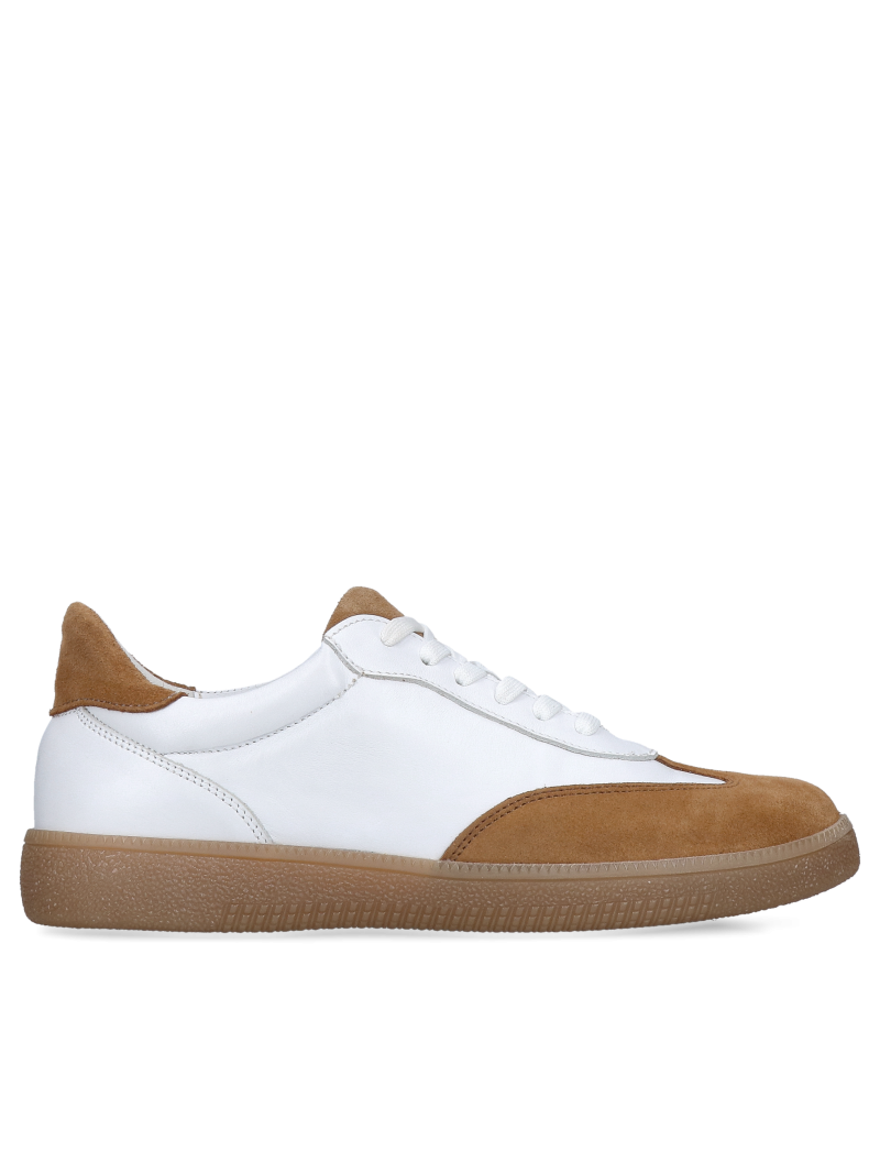 TANEX women's leather sneakers, white sports shoes, made in Poland