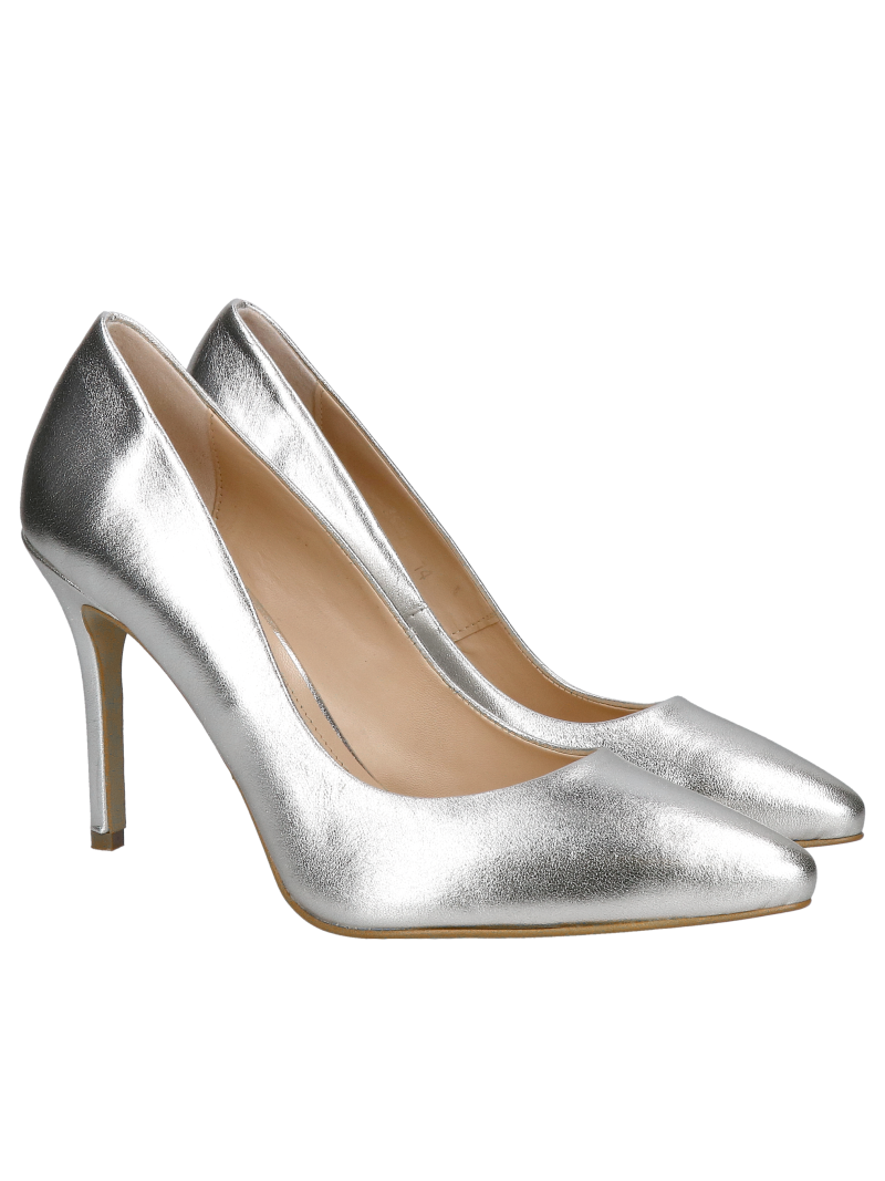 Comfortable silver high heels, wedding high heels, elegant women's pumps