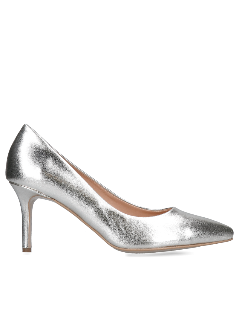 Women's pumps, gold low-heeled stilettos Conhpol Bis