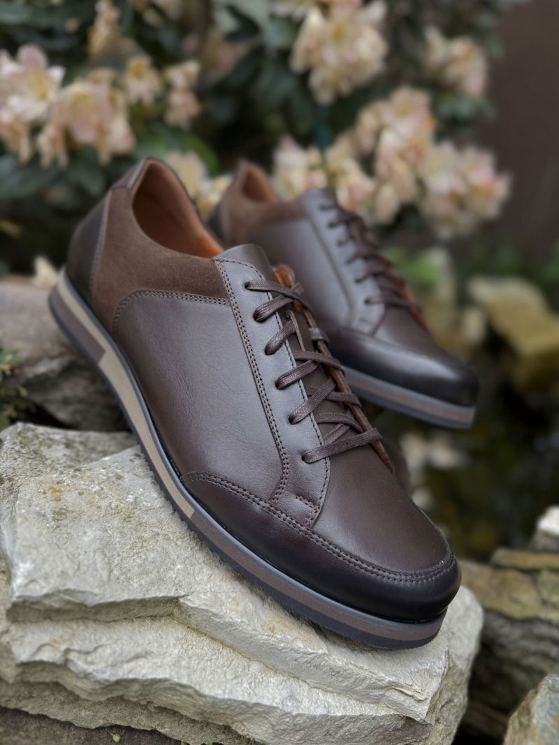 Men's leather shoes, lace-up low shoes for everyday wear, for work, Konopka Shoes