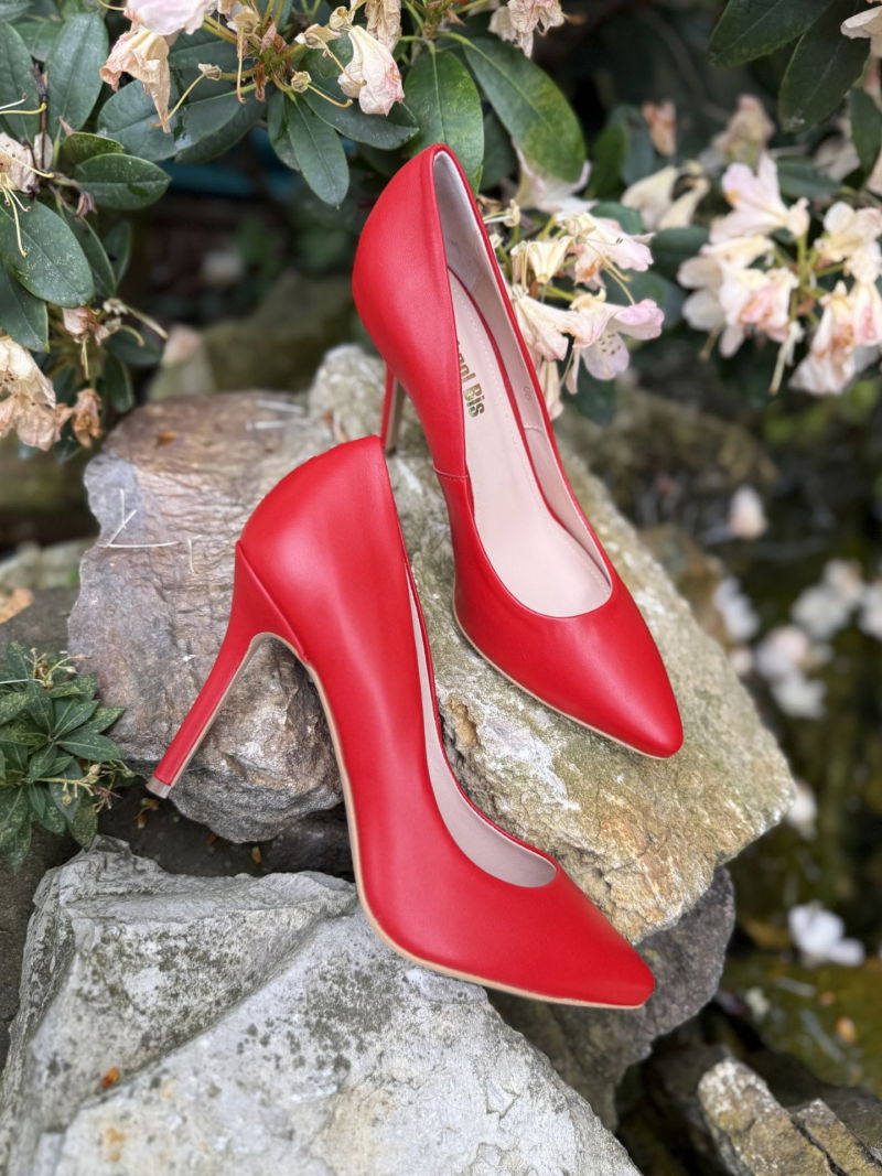 Red stilettos, women's shoes pumps, comfortable stilettos Conhpol Bis, Konopka Shoes