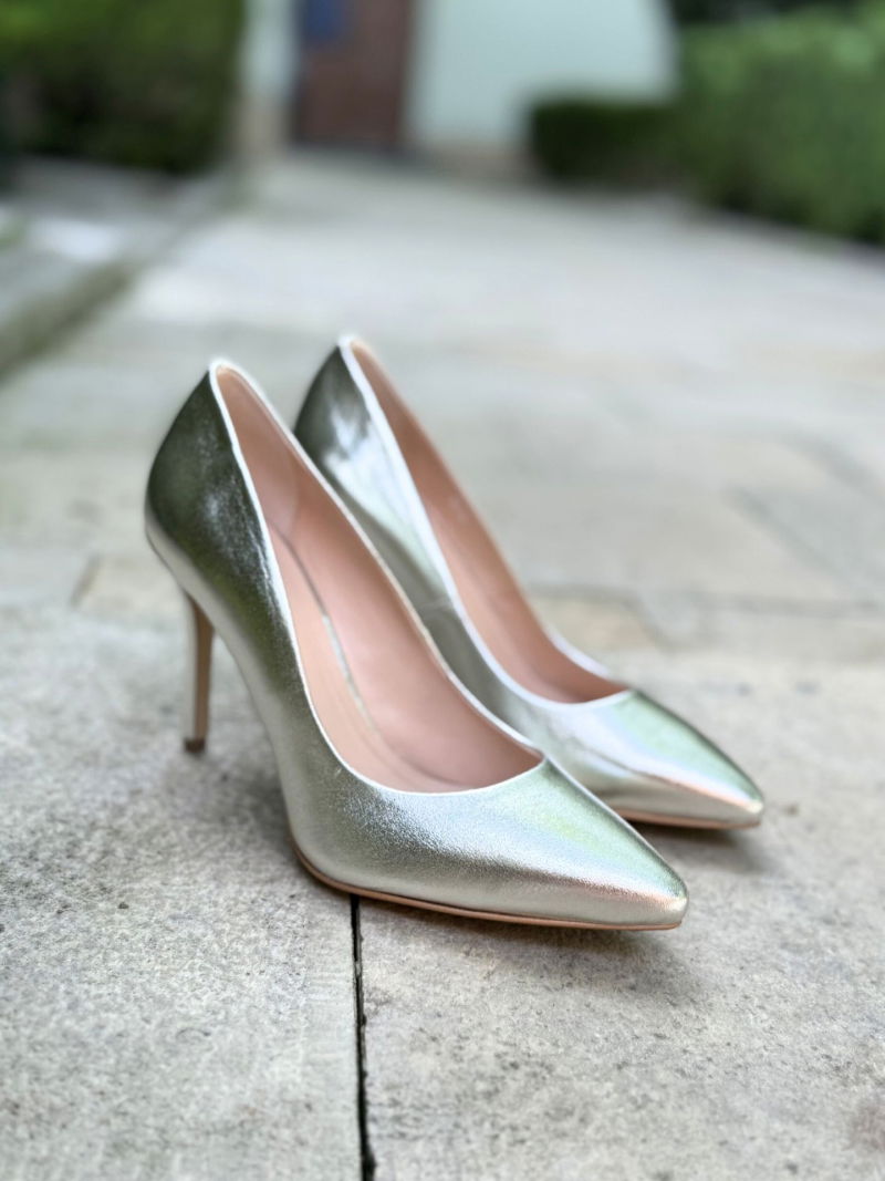 Comfortable silver high heels, wedding high heels, elegant women's pumps