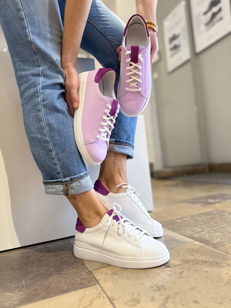 Colorful women's sneakers, original natural leather that changes color outdoors thanks to UV rays