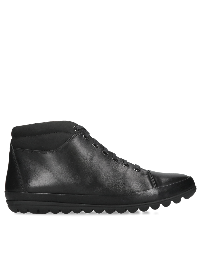 Men's leather boots, men's black winter boots, Conhpol men's winter boots, high cushioning and soft HOVERCRAFT sole