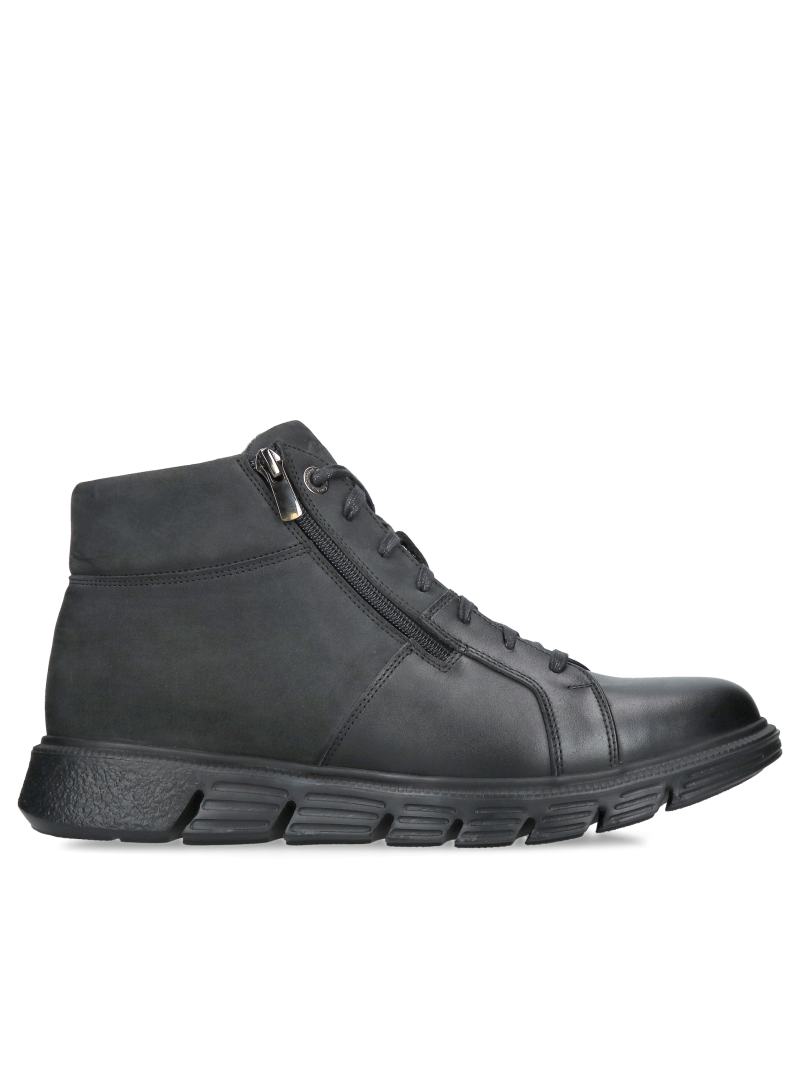 Men's insulated winter sports shoes, men's boots, ankle boots with front zipper