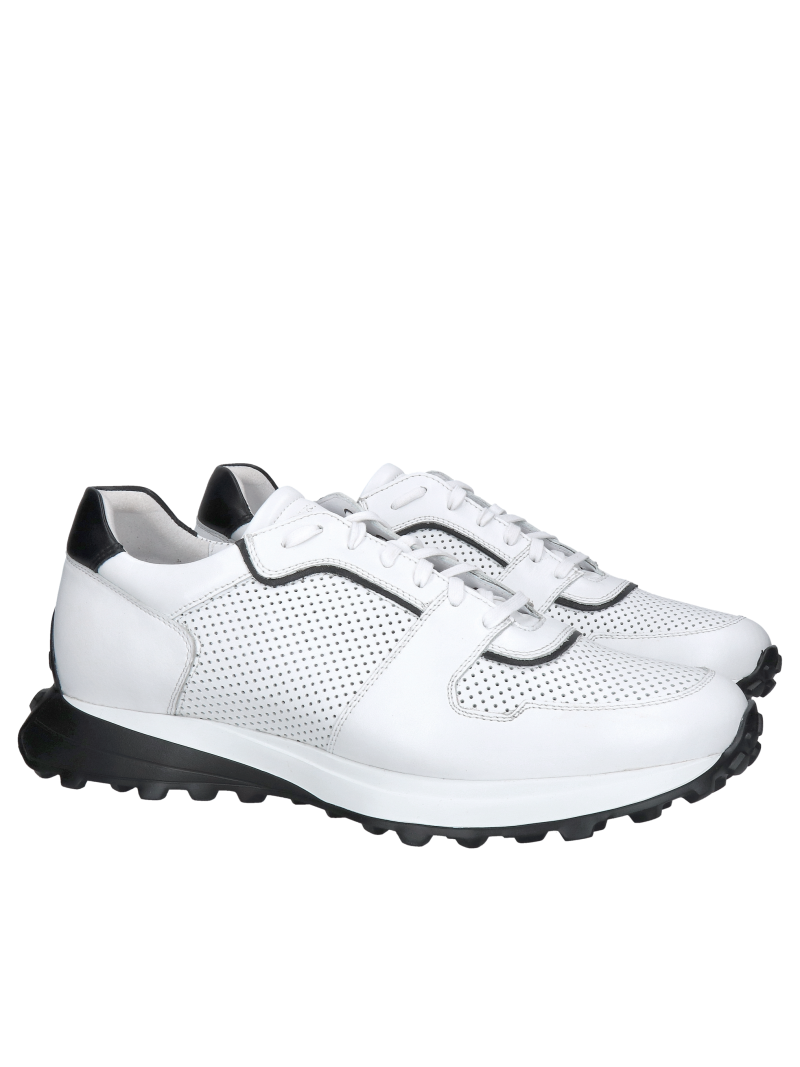 Men's summer leather sneakers – breathable, perforated, with an original sole, Konopka Shoes
