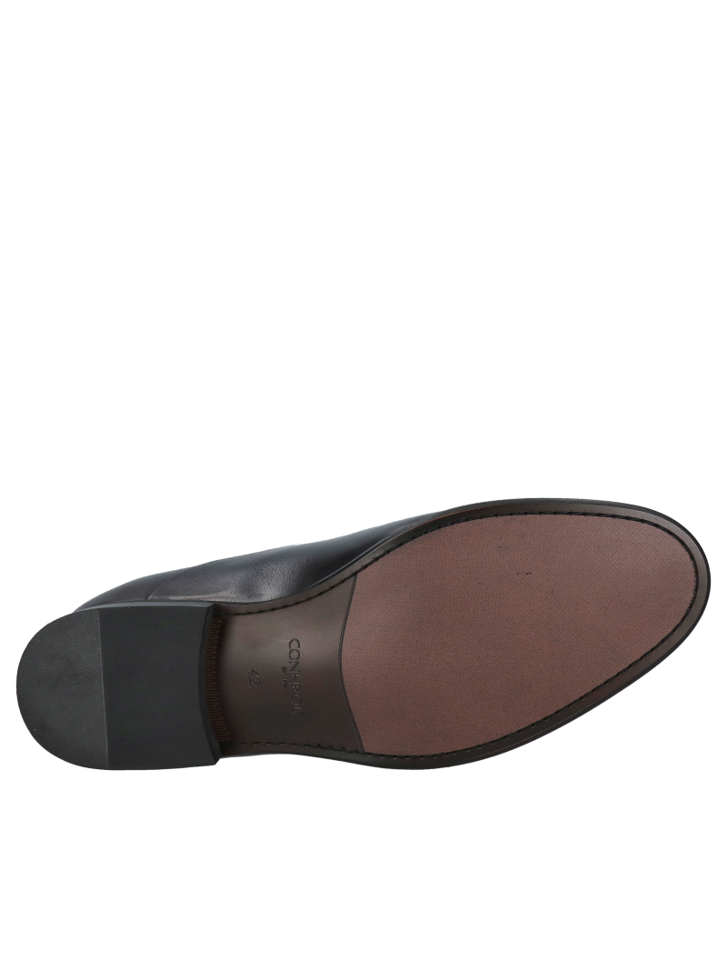 Elegant black Oxford shoes with raised heels, Polish leather shoe manufacturer Conhpol, men's dress shoes for suits