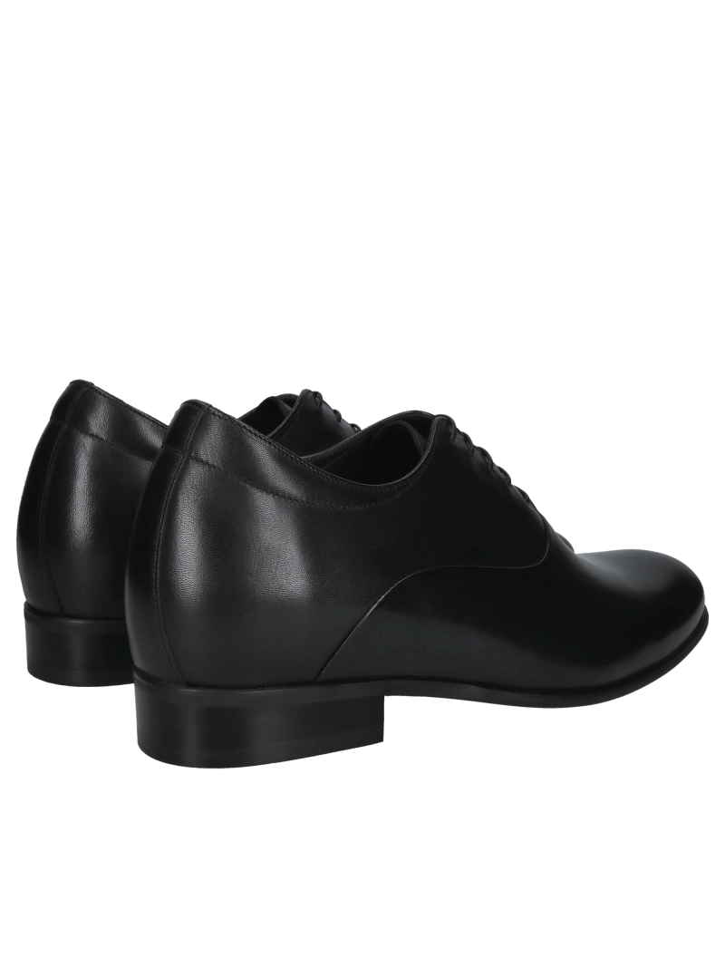 Elegant black Oxford shoes with raised heels, Polish leather shoe manufacturer Conhpol, men's dress shoes for suits