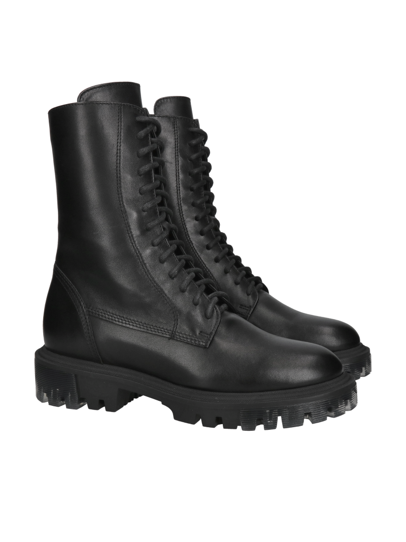 Lace-up boots, fashionable women's boots from a Polish manufacturer, women's winter boots made of natural leather