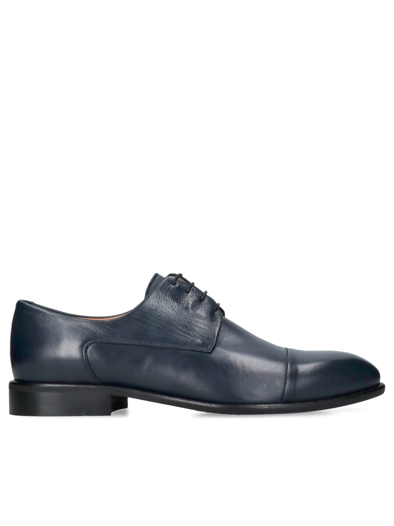 Elegant navy blue men's shoes, men's suit shoes, Polish footwear manufacturer Conhpol