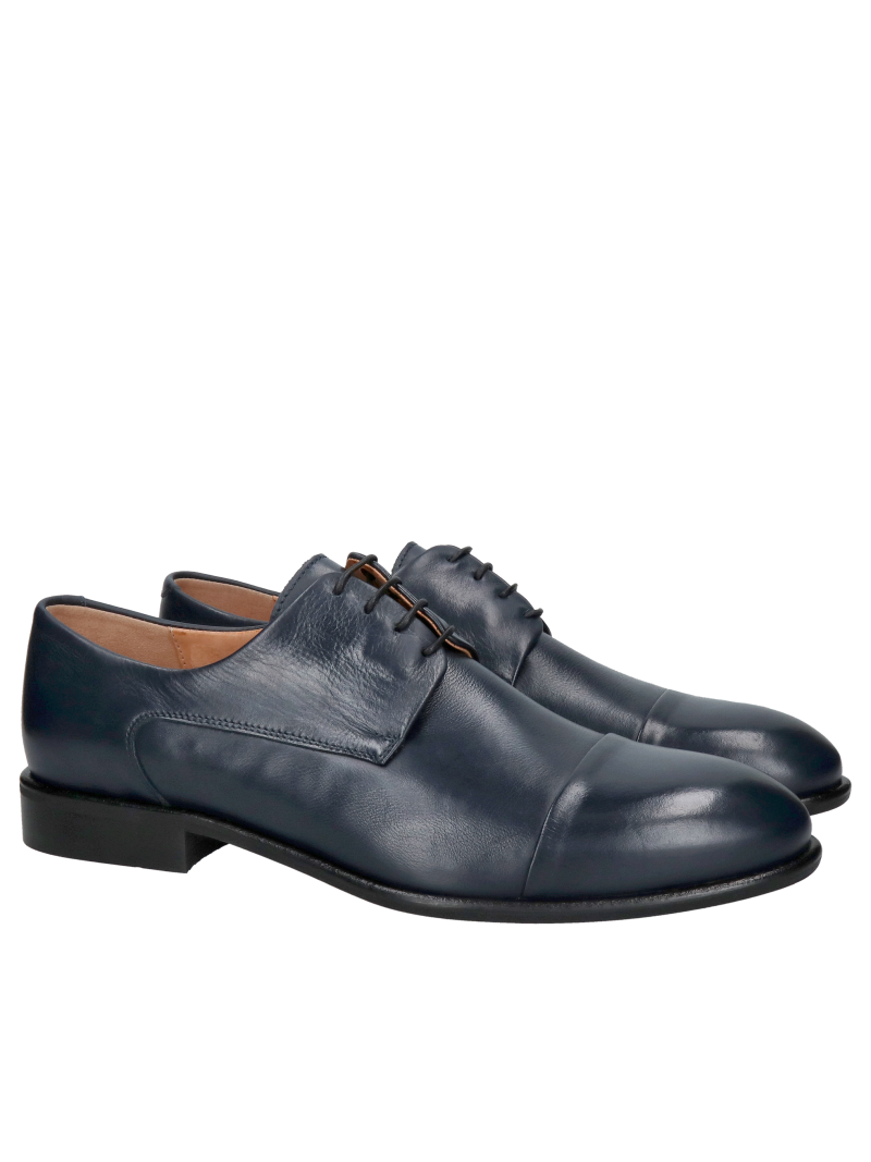 Elegant navy blue men's shoes, men's suit shoes, Polish footwear manufacturer Conhpol