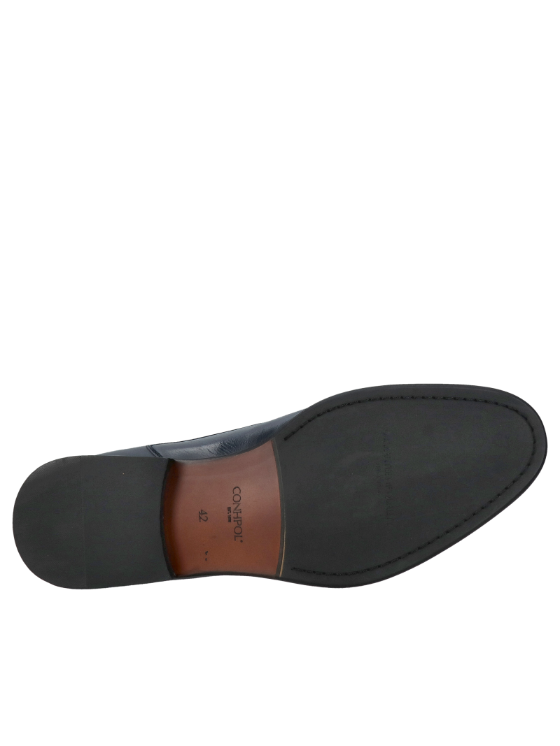 Elegant navy blue men's shoes, men's suit shoes, Polish footwear manufacturer Conhpol