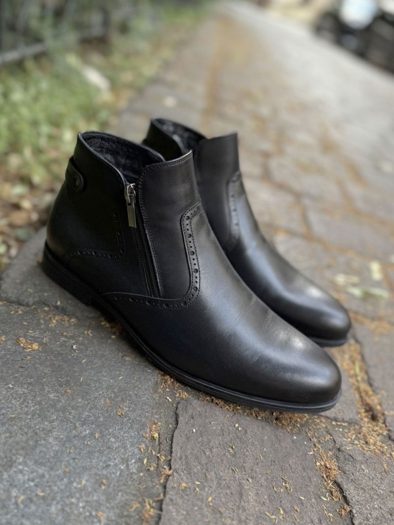 Buty zimowe męskie Conhpol, buty na szeroką stopę, trzewiki męskie z dwoma zamkami, botki z zamkiem z przodu