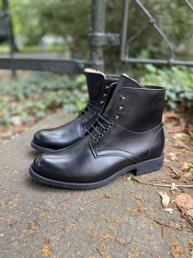 Men's leather boots, men's winter boots black, men's winter boots Conhpol