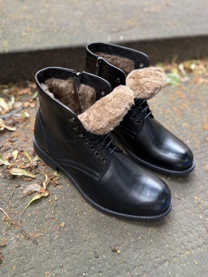 Men's leather boots, men's winter boots black, men's winter boots Conhpol