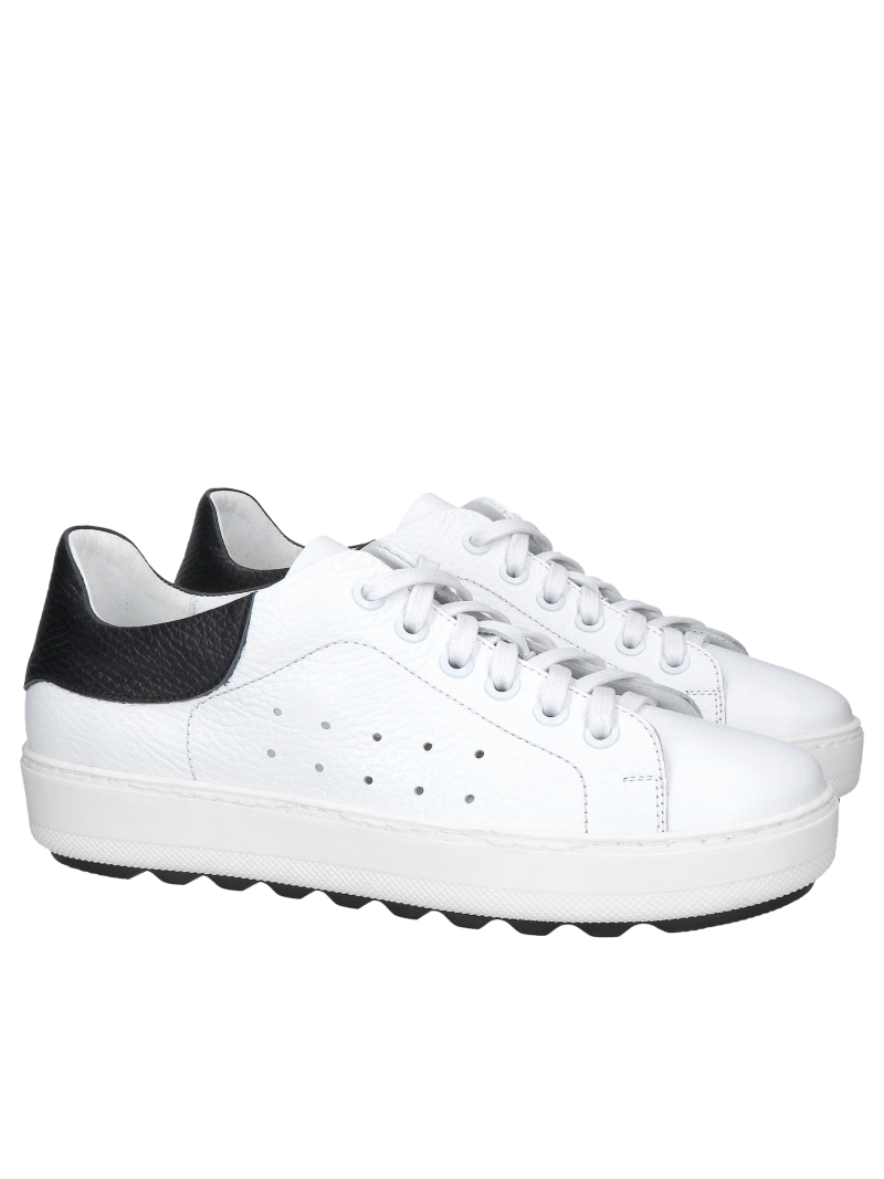 Women's white leather sneakers with a comfortable sole, soft natural leather, removable leather insole
