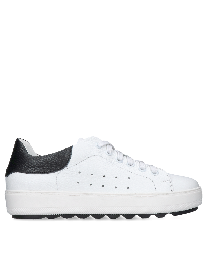 Women's white leather sneakers with a comfortable sole, soft natural leather, removable leather insole