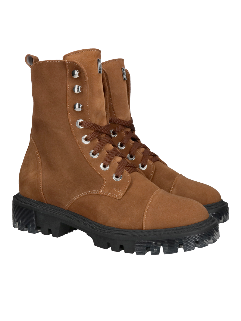 Women's suede boots with thick soles, Polish leather footwear manufacturer, Konopka Shoes