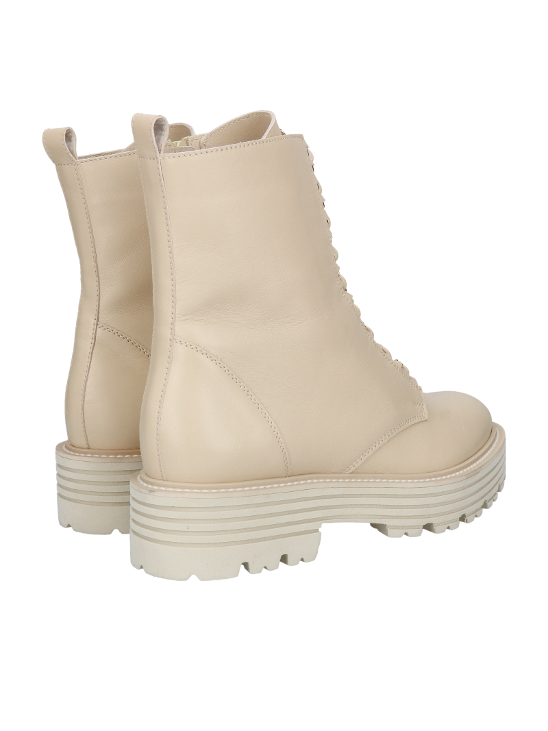 Women's leather ankle boots with original decorations on the laces, Polish women's leather shoes