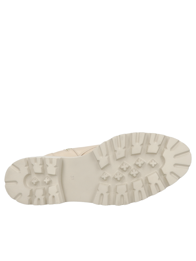 Women's leather ankle boots with original decorations on the laces, Polish women's leather shoes