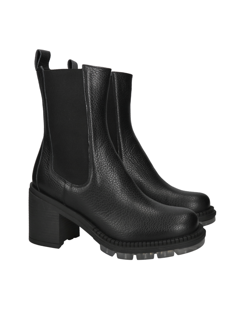 Block heel boots, fashionable boots, women's leather winter boots