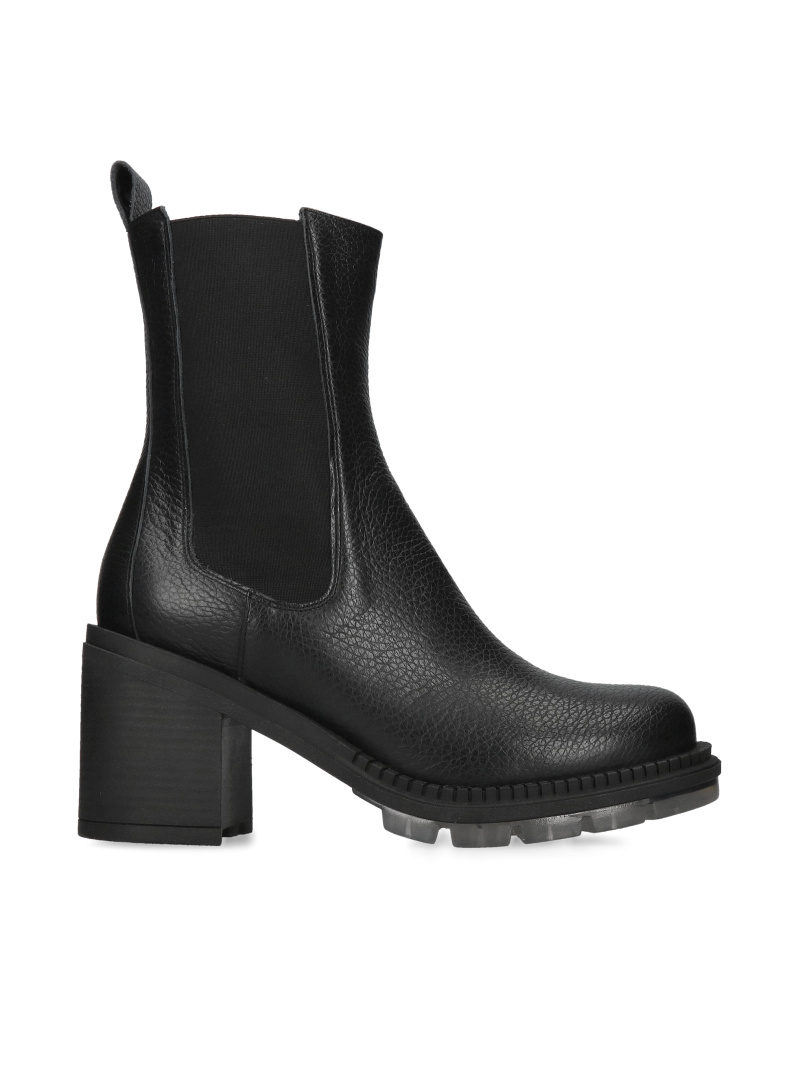 Block heel boots, fashionable boots, women's leather winter boots