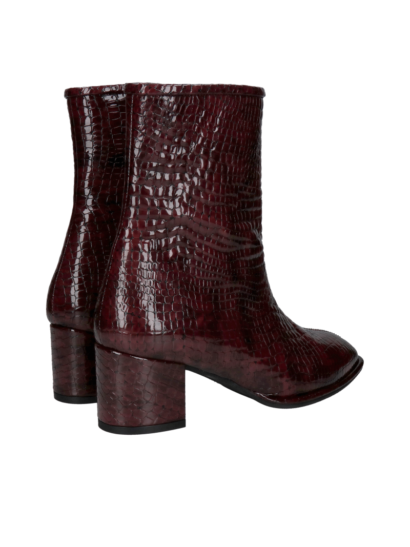 Women's winter boots, burgundy ankle boots made of exceptionally soft leather