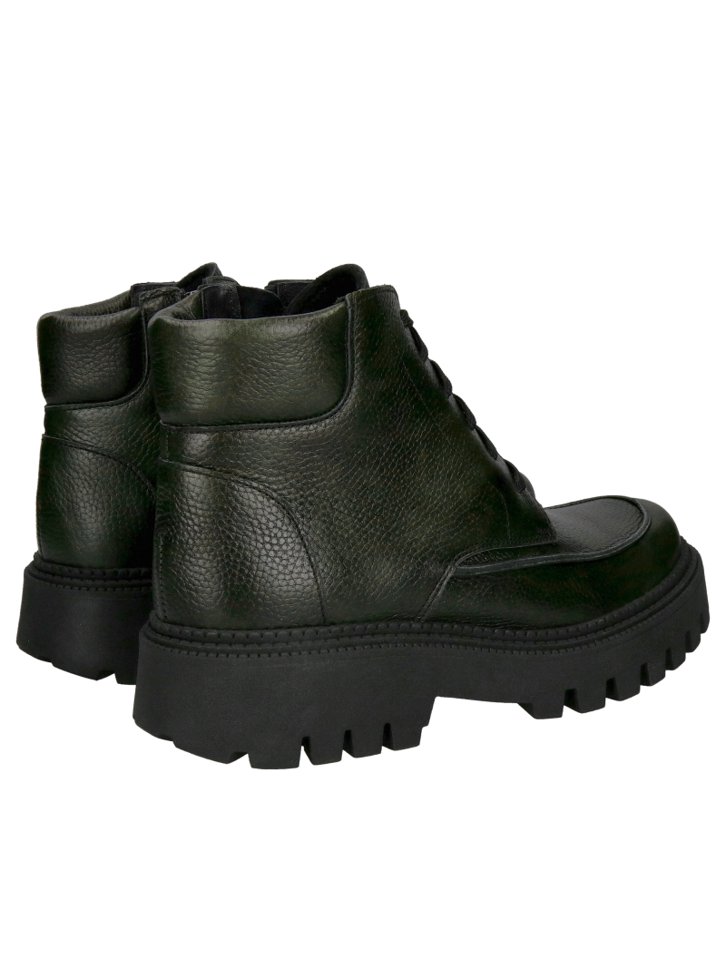 Women's leather lace-up boots, winter boots with thick soles