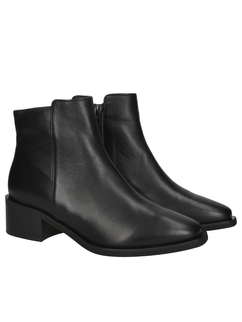 Black ankle boots with heels, insulated women's boots from a Polish manufacturer, Konopka Shoes