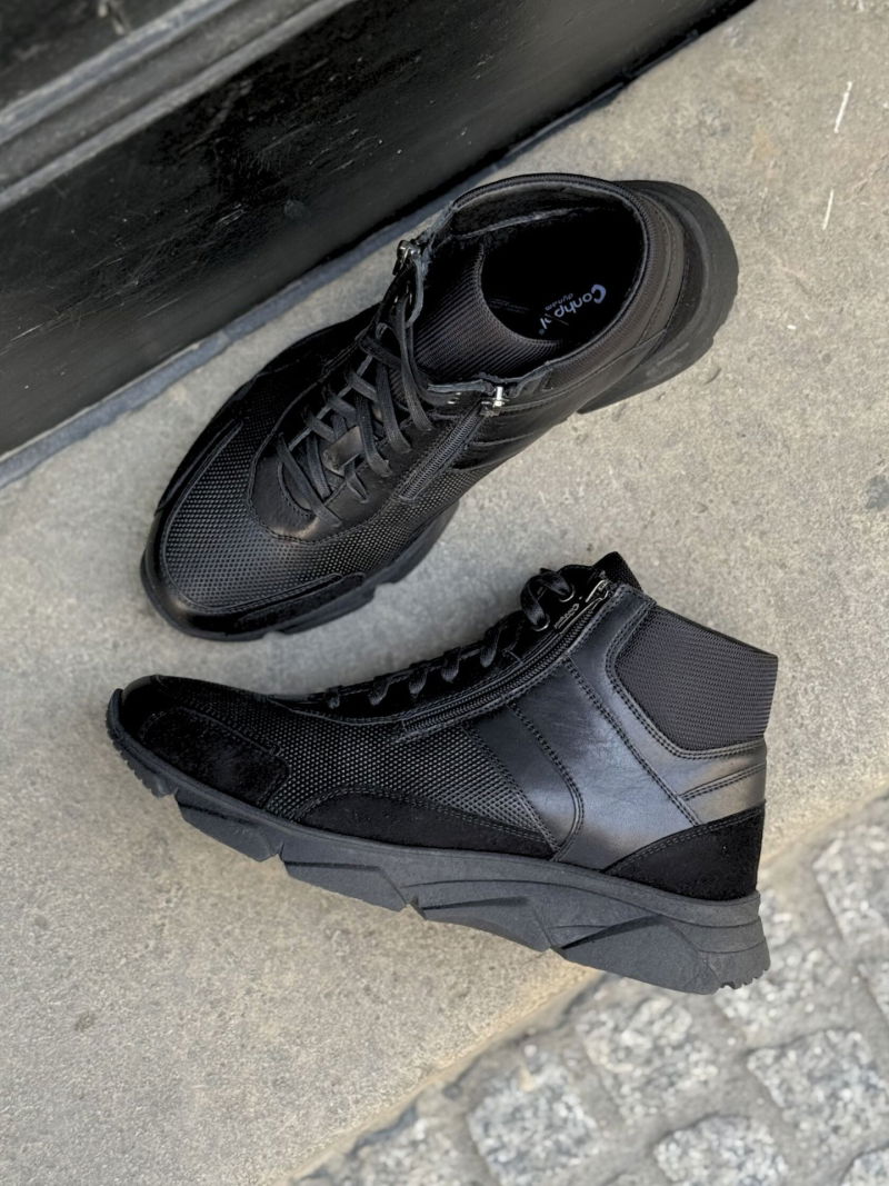 Men's insulated winter sports shoes, warm men's winter shoes, boots with a front zipper