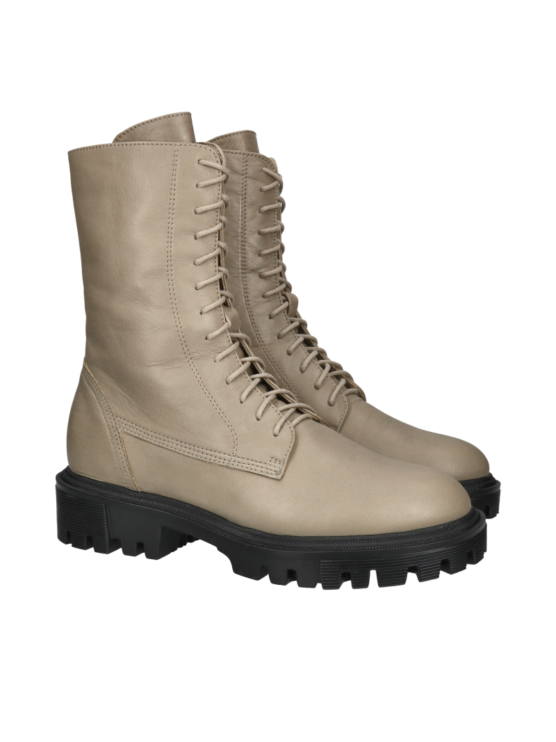 Women's leather ankle boots, uninsulated, with high lacing, Conhpol BIS, Konopka Shoes