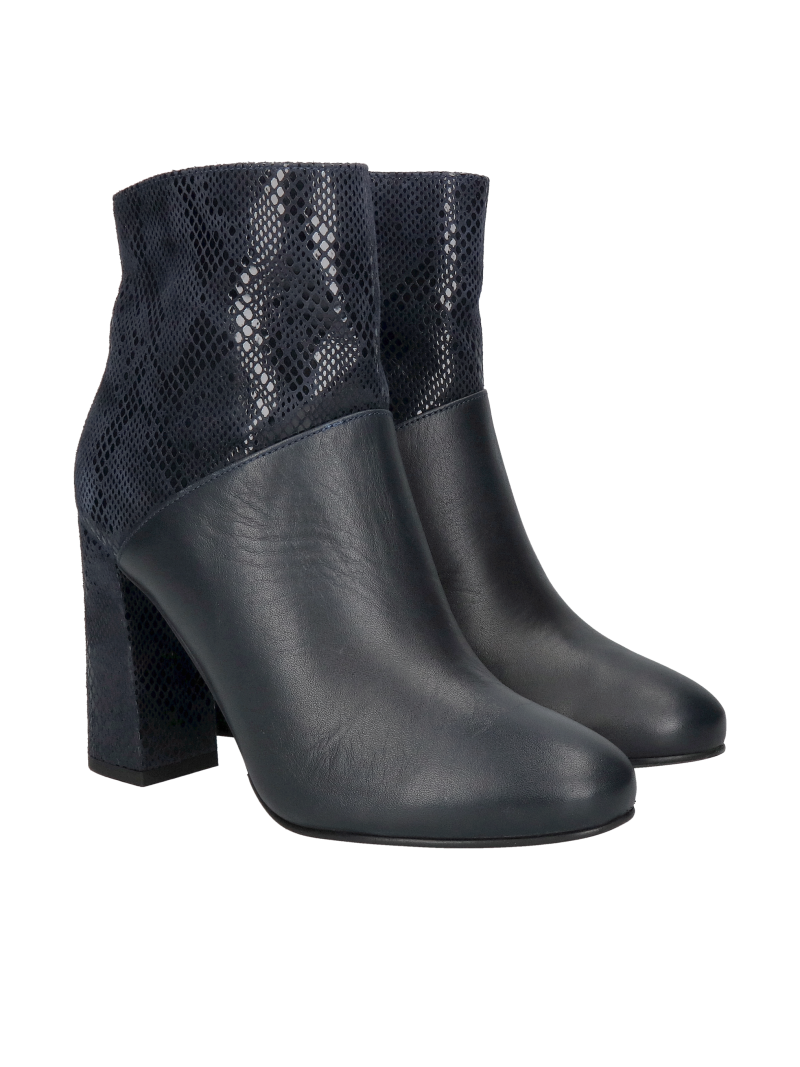 Women's ankle boots with heels – a combination of suede and grain leather, Konopka shoes