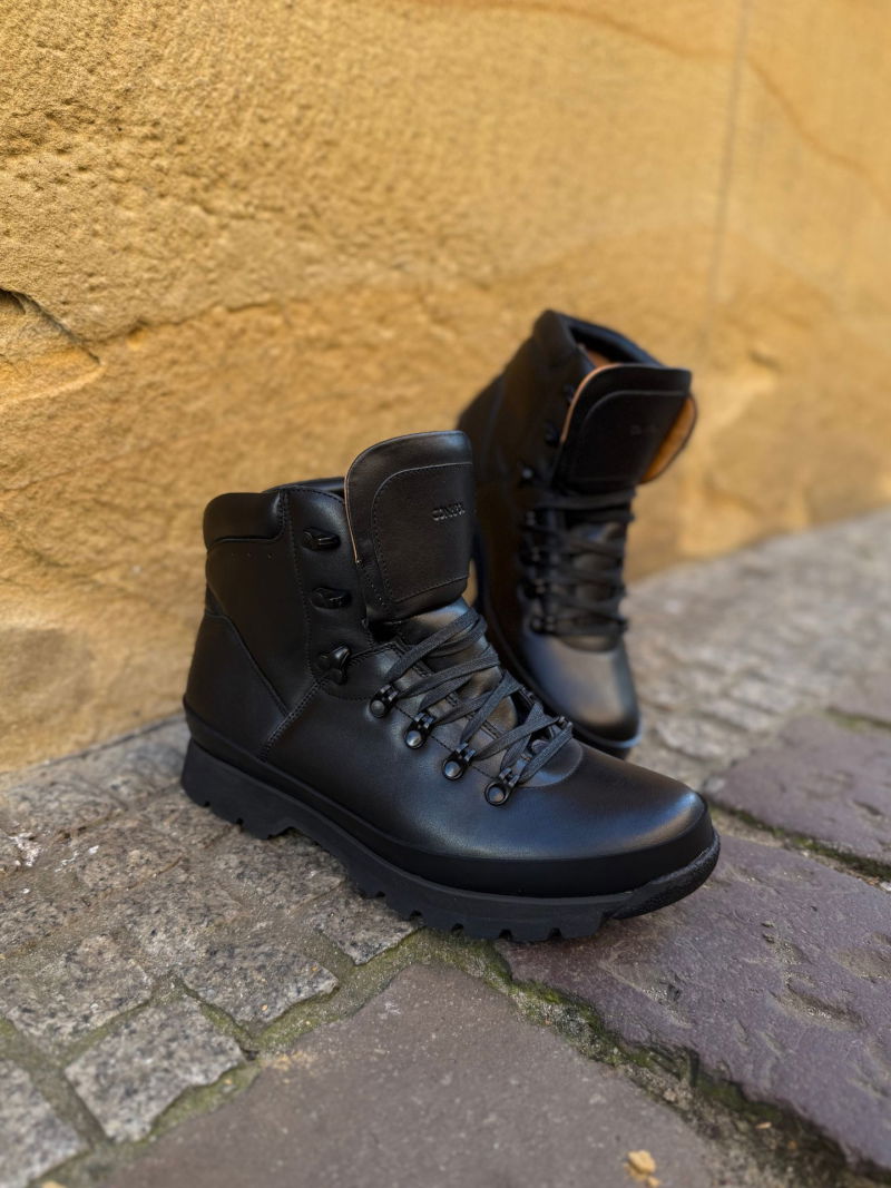 Men's black winter shoes, Conhpol men's lace-up boots, winter boots, Konopka Shoes