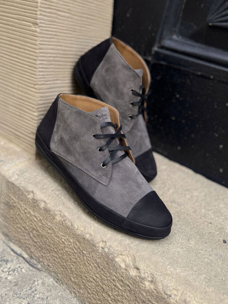 Men's suede ankle boots, Conhpol men's lace-up boots made of natural leather