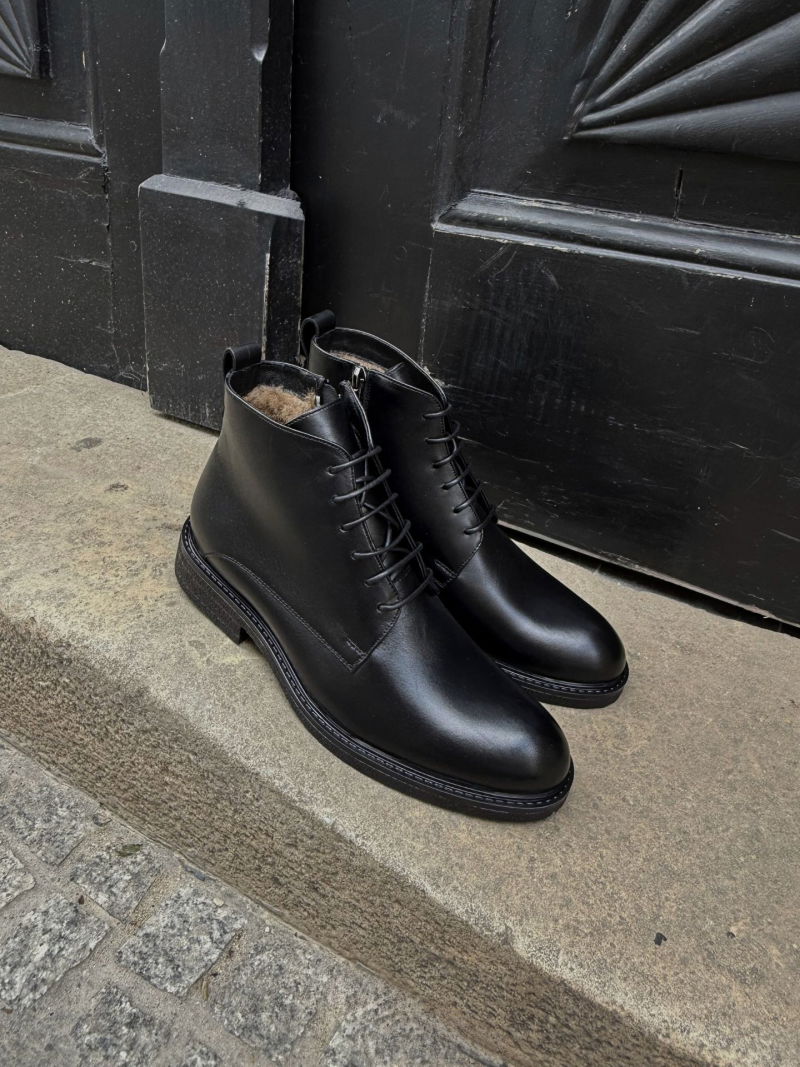 Men's leather boots, men's winter boots black, men's winter boots elegant insulated Conhpol