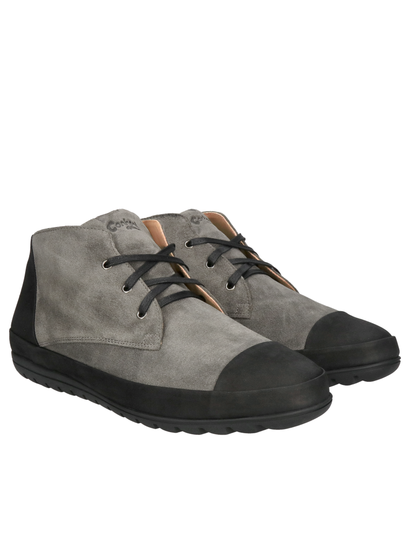 Men's suede ankle boots, Conhpol men's lace-up boots made of natural leather